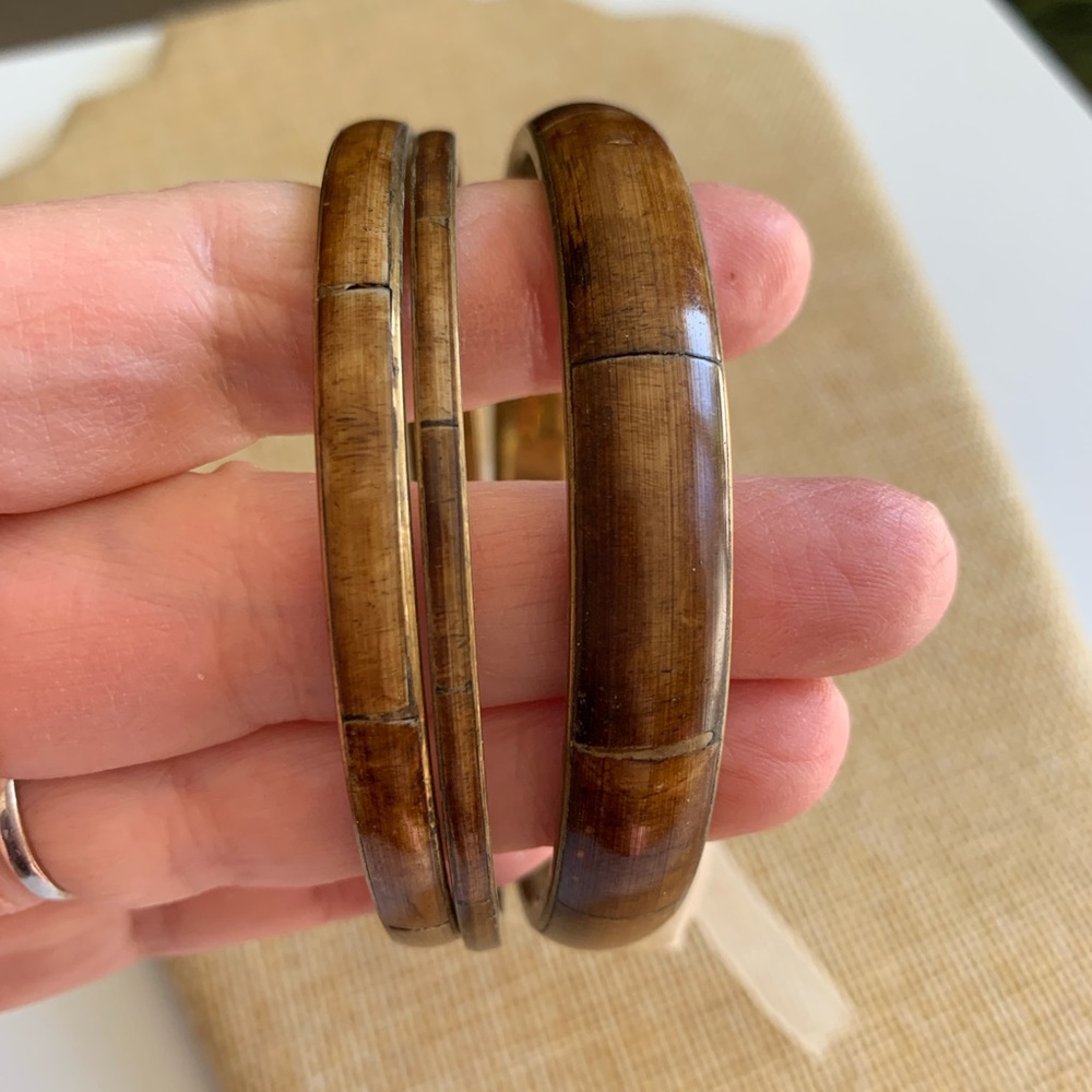 Set of 3 vintage bone and brass bangles